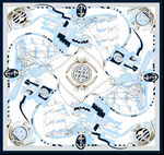 蓝白几何图案方形丝巾设计