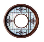 中式圆形雕花窗棂图案