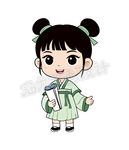 可爱古装少女手持书卷