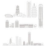 福州景点建筑城市旅游剪影地标志