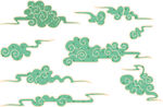 中式传统绿色祥云图案元素