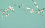 新中式工笔花鸟玉兰花背景图