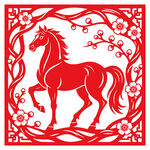 马上窗花矢量图案