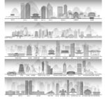 西安陕西城市建筑线描插画地标