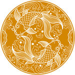 圆形双鱼吉祥图案 矢量图