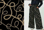 链条图案阔腿裤时尚单品