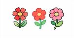 三朵手绘风格可爱小花