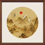 圆形古风背景山水图