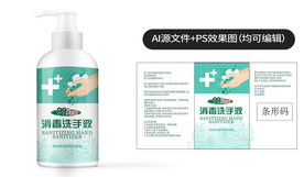 消毒洗手液 空白瓶子 标签