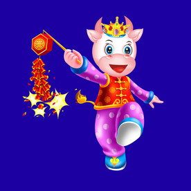 牛年门画牛年门贴牛年大吉卡通牛