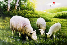 三阳开泰风景油画