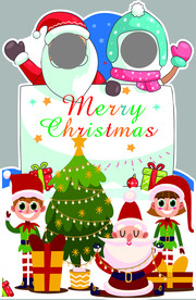 圣诞节镂空拍照立牌相框图片