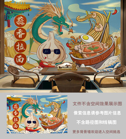 日式蒜香拉面国潮背景