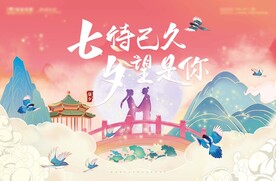 七夕手绘 背景板 