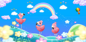 可爱卡通火鸟背景墙