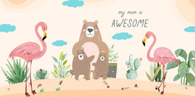 卡通火鸟小清新背景墙