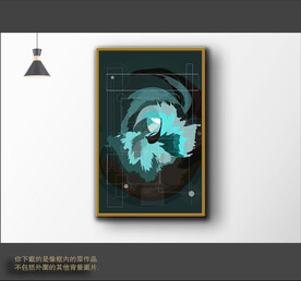  现代抽象线条色块装饰画