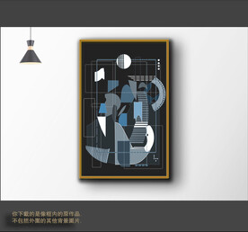 新中式色块抽象装饰画 