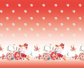 汉服红色渐变花红包兔子