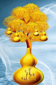 石来运转轻奢麋鹿葫芦装饰画