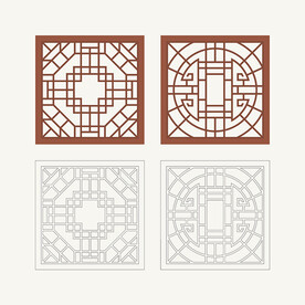 正方形窗花格 花窗 中式图案
