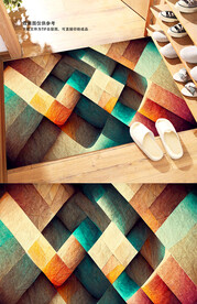 现代轻奢宅寂风简约几何地毯地垫