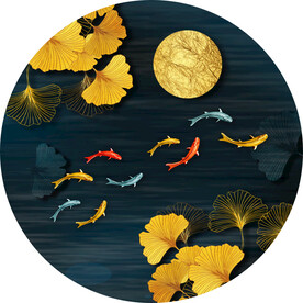 新中式九鱼图装饰画