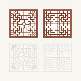 正方形窗花格 花窗 中式图案