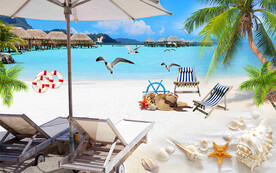 悠闲沙滩躺椅电视背景墙