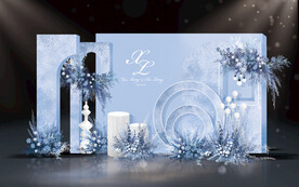 雾霾蓝色婚礼迎宾区效果图