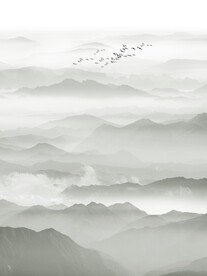 中式餐厅山水画背景墙