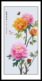 牡丹花鸟国画