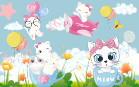 儿童房可爱卡通猫背景