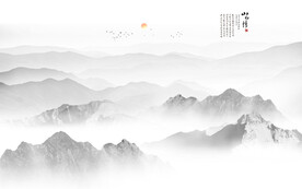 新中式山水情背景墙