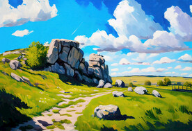 当代油画 草原的春天