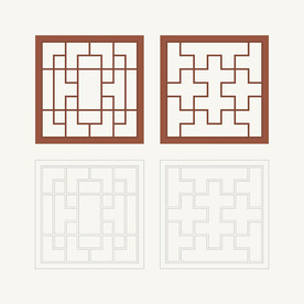 正方形窗花格 花窗 中式图案