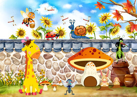 卡通动物背景画