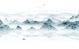 新中式水墨山水背景墙