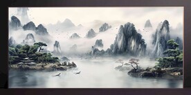 山水画装饰画无框画