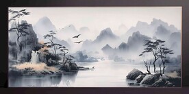 山水画装饰画无框画