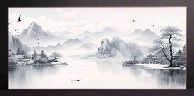 山水画装饰画无框画