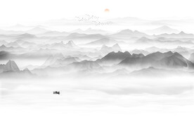 新中式壁画山水画电视背景墙