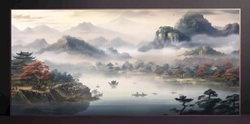 山水画装饰画无框画