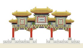 中式建筑牌坊门楼