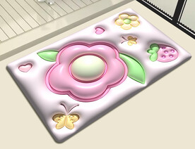3D草莓花朵地垫