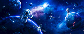 蓝色太空卫星宇宙星球宇航员背景