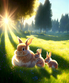 阳光下的兔子