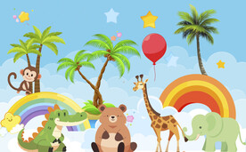 卡通动物背景墙