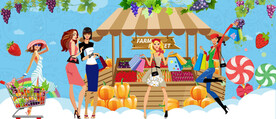 卡通水果摊背景墙