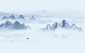 新中式抽象山水背景墙